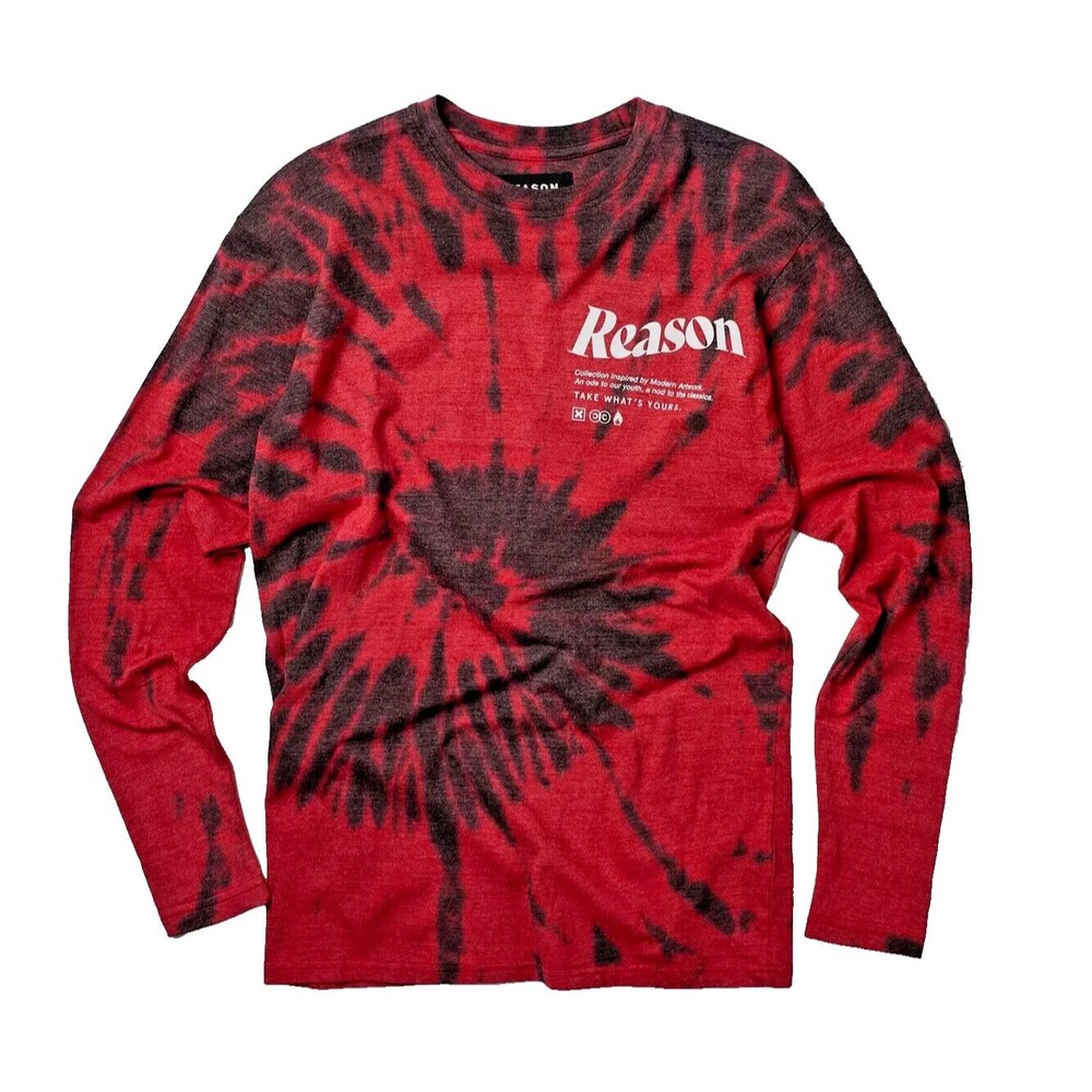Reason Long Sleeve T-Shirt Men’s XL Red Black Tie-Dye